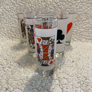 Vintage Set of 6 Playing Card Double Shot Glasses Shooters
